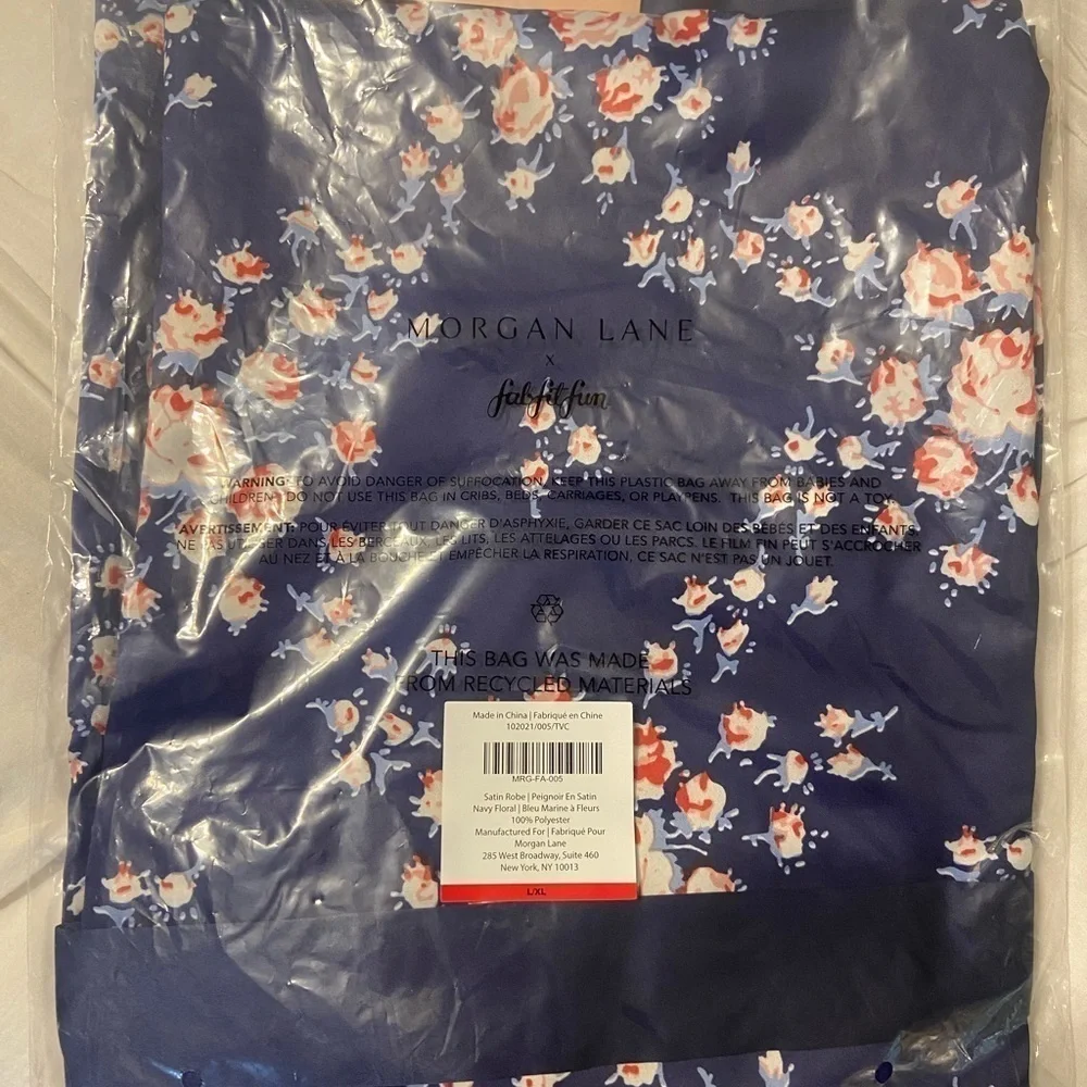 Morgan Lane Allie Satin Robe in Navy Floral L/XL NWT